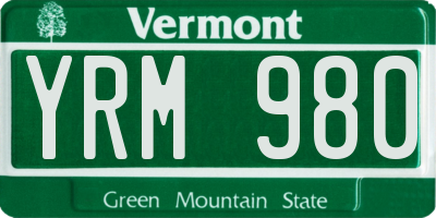 VT license plate YRM980