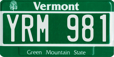 VT license plate YRM981