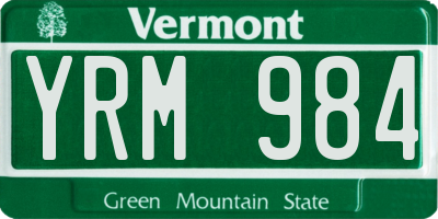 VT license plate YRM984