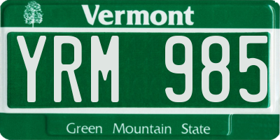 VT license plate YRM985
