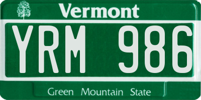 VT license plate YRM986