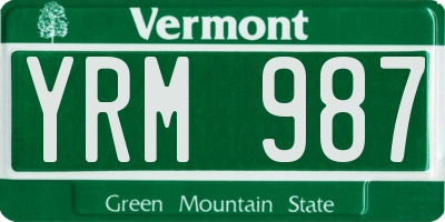 VT license plate YRM987