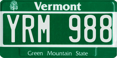 VT license plate YRM988