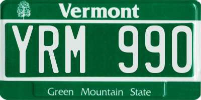 VT license plate YRM990