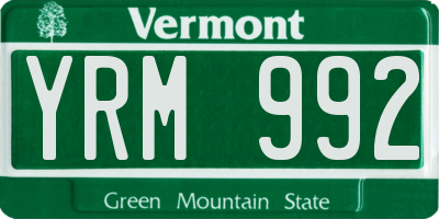 VT license plate YRM992