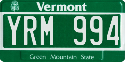 VT license plate YRM994