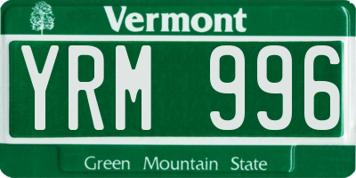 VT license plate YRM996