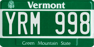VT license plate YRM998