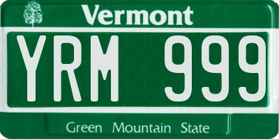 VT license plate YRM999