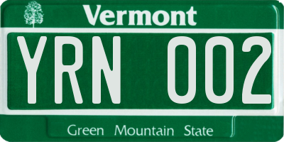 VT license plate YRN002