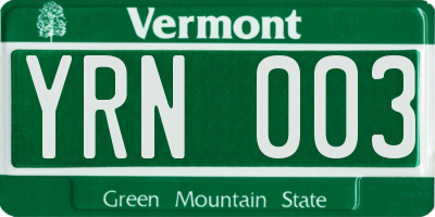 VT license plate YRN003