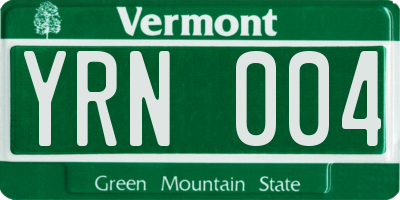 VT license plate YRN004