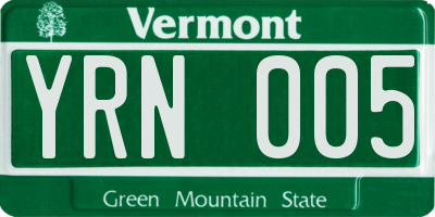 VT license plate YRN005