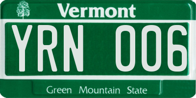 VT license plate YRN006