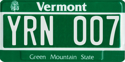 VT license plate YRN007