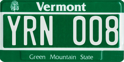 VT license plate YRN008