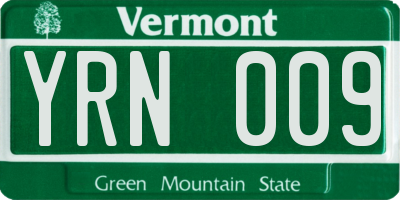 VT license plate YRN009