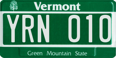 VT license plate YRN010
