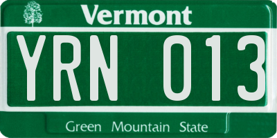 VT license plate YRN013
