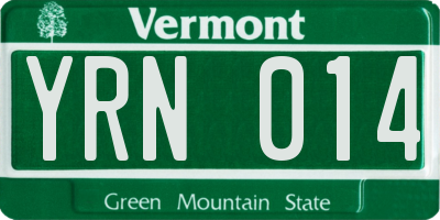 VT license plate YRN014