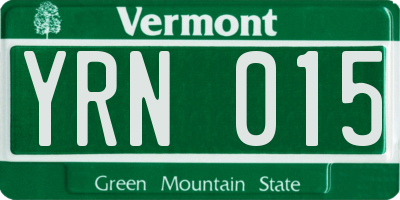 VT license plate YRN015