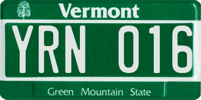 VT license plate YRN016