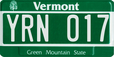 VT license plate YRN017