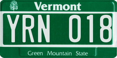 VT license plate YRN018