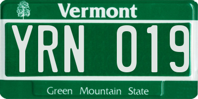 VT license plate YRN019