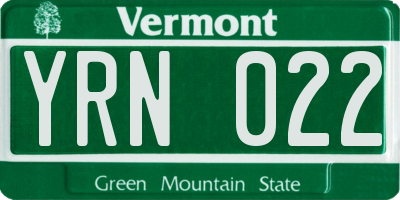 VT license plate YRN022