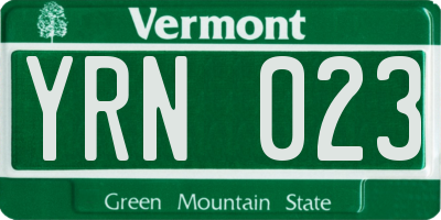 VT license plate YRN023