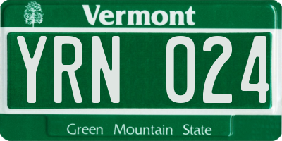 VT license plate YRN024