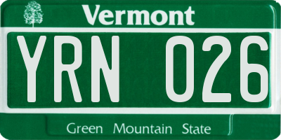 VT license plate YRN026