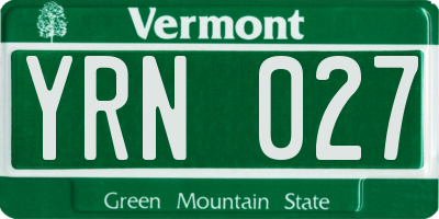 VT license plate YRN027