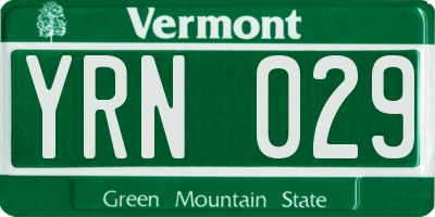 VT license plate YRN029