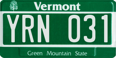 VT license plate YRN031