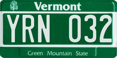 VT license plate YRN032