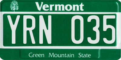 VT license plate YRN035