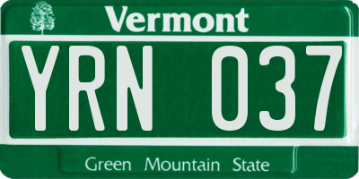 VT license plate YRN037