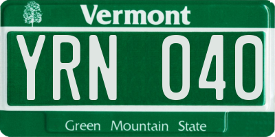 VT license plate YRN040