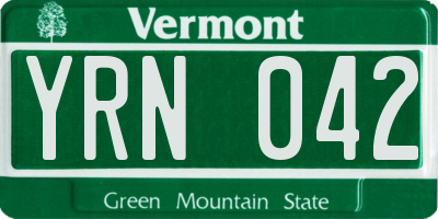 VT license plate YRN042