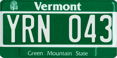 VT license plate YRN043
