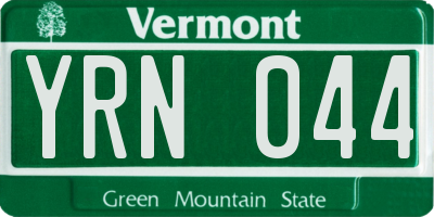 VT license plate YRN044