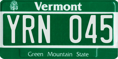 VT license plate YRN045