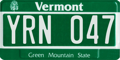 VT license plate YRN047