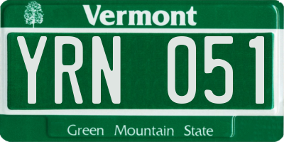 VT license plate YRN051