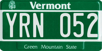 VT license plate YRN052