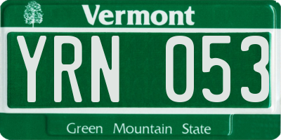 VT license plate YRN053