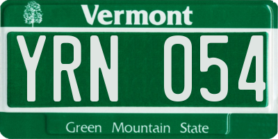 VT license plate YRN054