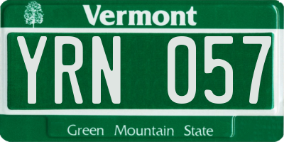 VT license plate YRN057